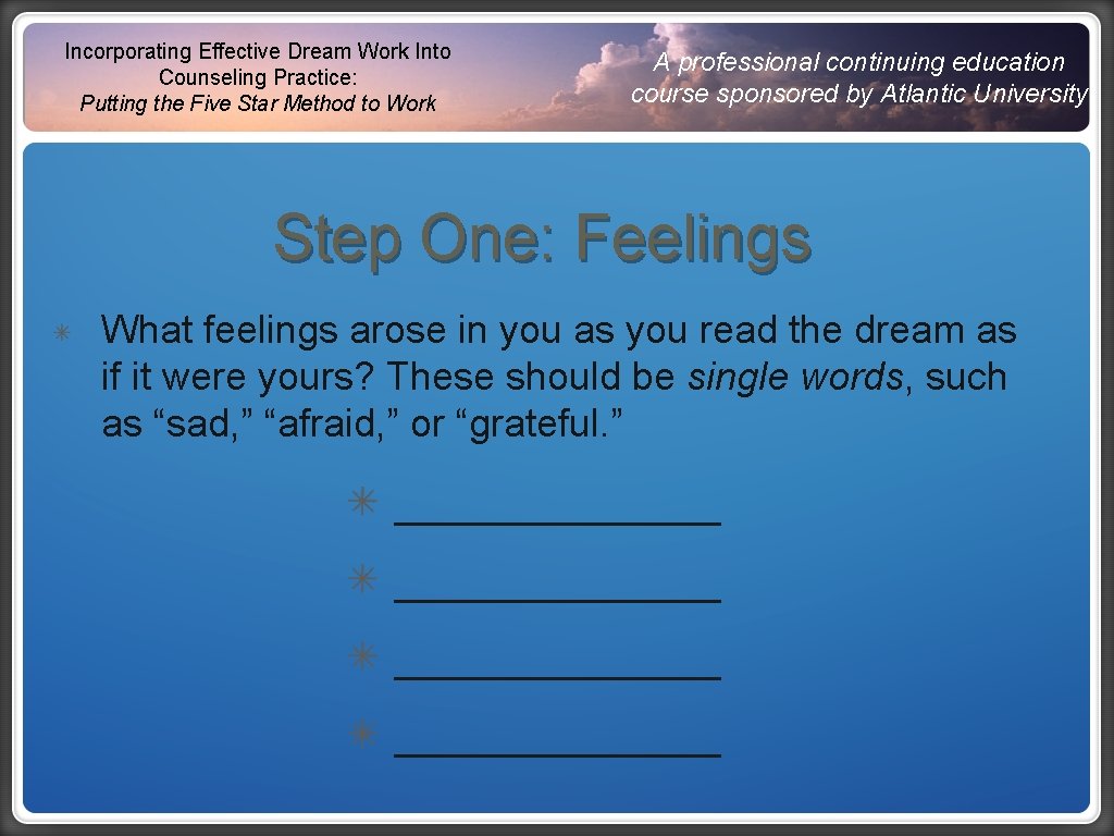 Incorporating Effective Dream Work Into Counseling Practice Putting