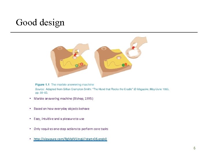 Good design • Marble answering machine (Bishop, 1995) • Based on how everyday objects