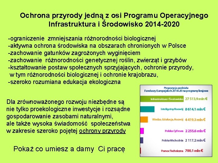 Ochrona przyrody jedną z osi Programu Operacyjnego Infrastruktura i Środowisko 2014 -2020 -ograniczenie zmniejszania