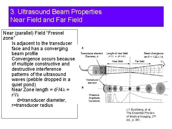 3. Ultrasound Beam Properties Near Field and Far Field Near (parallel) Field “Fresnel zone”