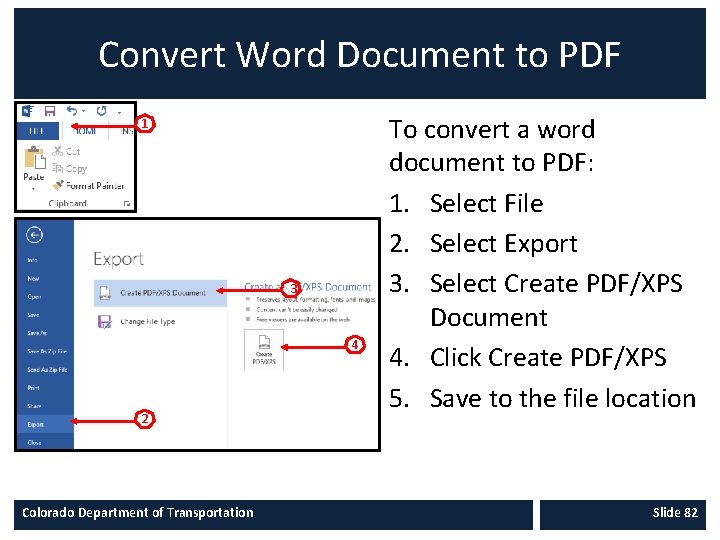 Convert Word Document to PDF 1 3 4 2 Colorado Department of Transportation To