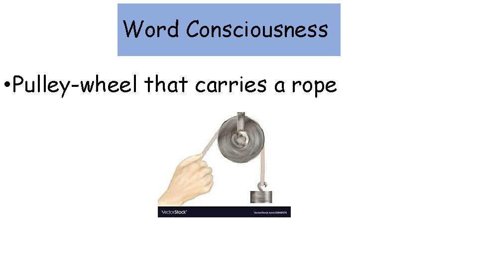 Word Consciousness • Pulley-wheel that carries a rope 