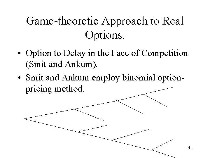 Game-theoretic Approach to Real Options. • Option to Delay in the Face of Competition