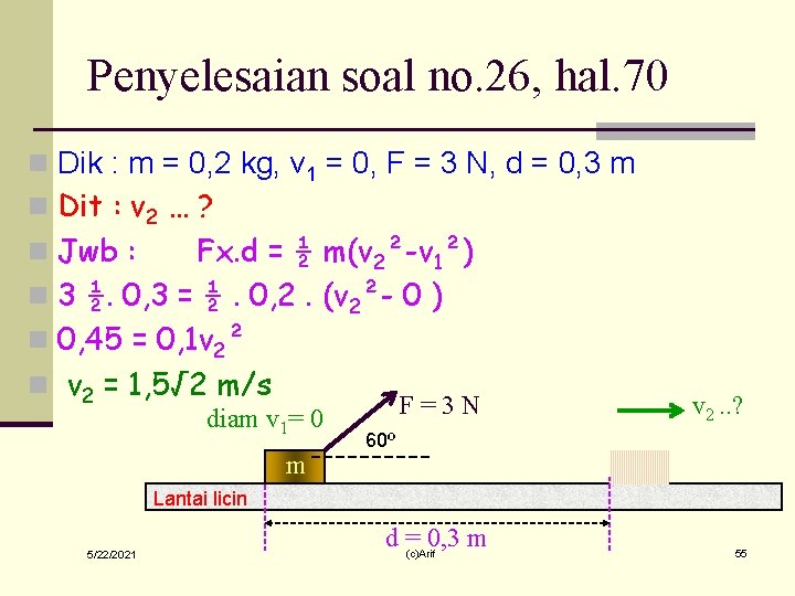 Penyelesaian soal no. 26, hal. 70 n Dik : m = 0, 2 kg,