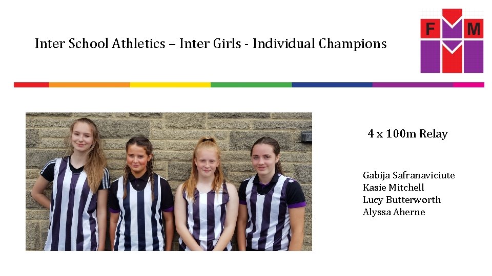 Inter School Athletics – Inter Girls - Individual Champions 4 x 100 m Relay