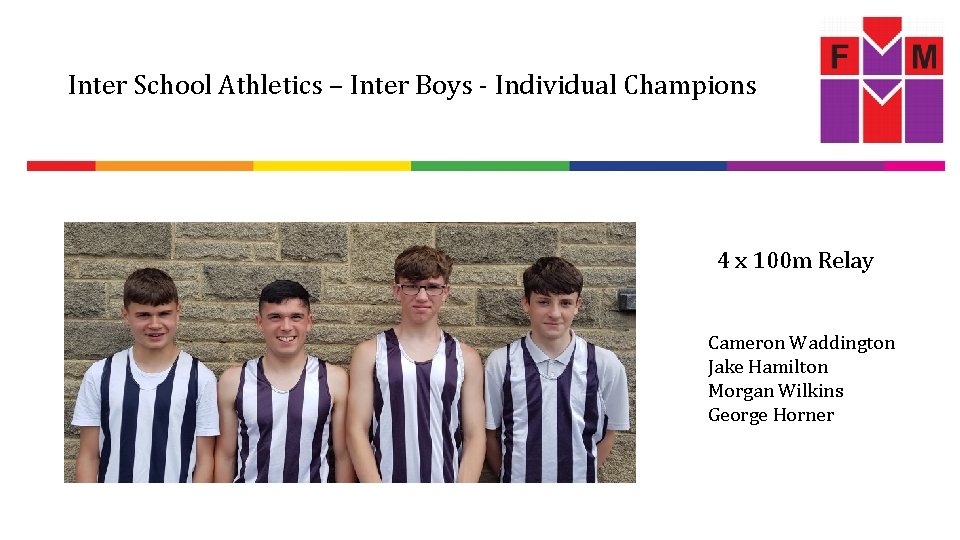 Inter School Athletics – Inter Boys - Individual Champions 4 x 100 m Relay
