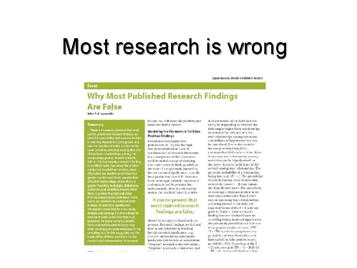 Most research is wrong 