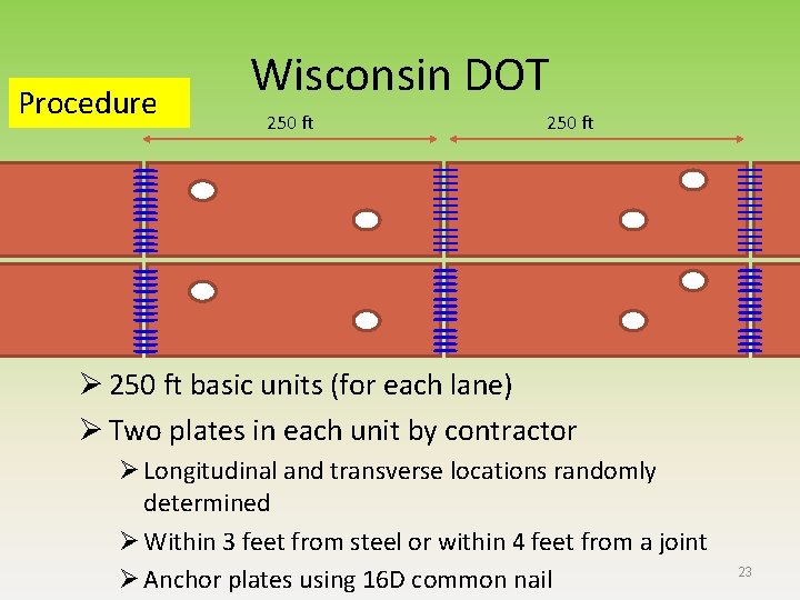 Procedure Wisconsin DOT 250 ft Ø 250 ft basic units (for each lane) Ø Procedure Wisconsin DOT 250 ft Ø 250 ft basic units (for each lane) Ø