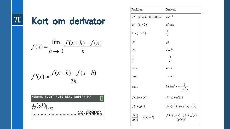 Kort om derivator 