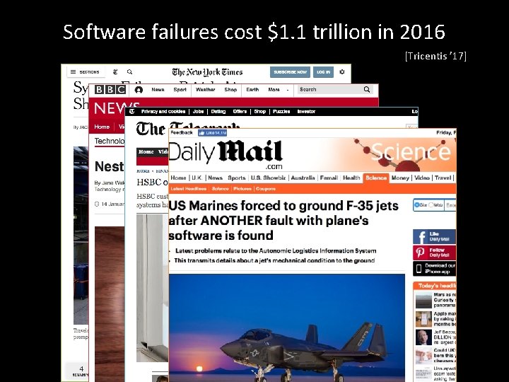 Software failures cost $1. 1 trillion in 2016 [Tricentis ’ 17] 