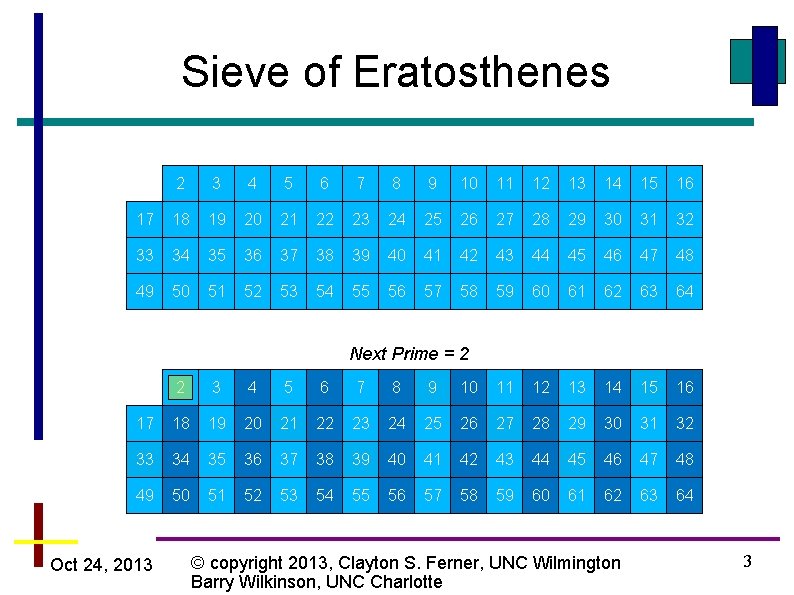 Sieve of Eratosthenes 2 3 4 5 6 7 8 9 10 11 12