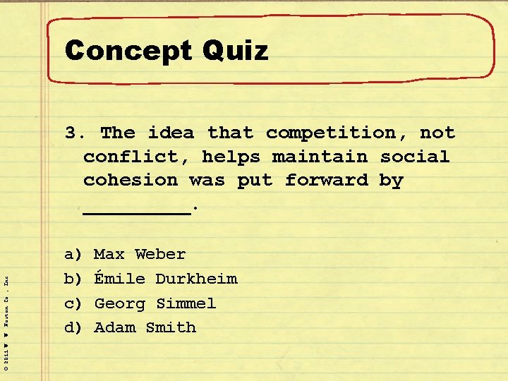 Concept Quiz © 2011 W. W. Norton Co. , Inc. 3. The idea that