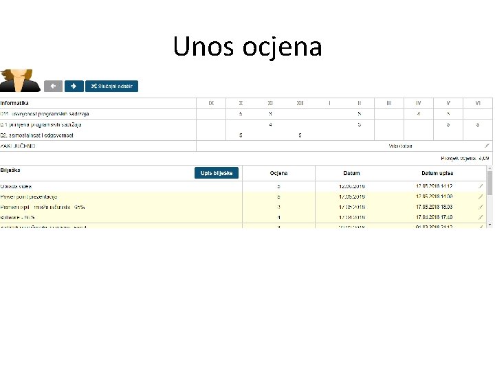 Unos ocjena 