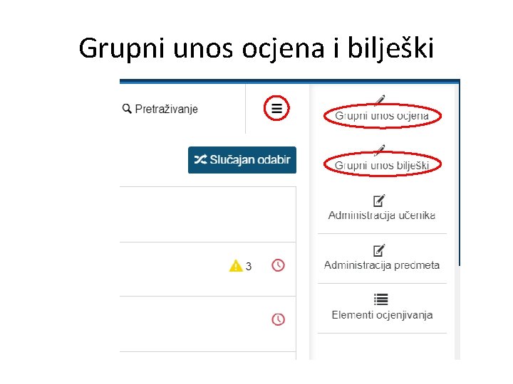 Grupni unos ocjena i bilješki 