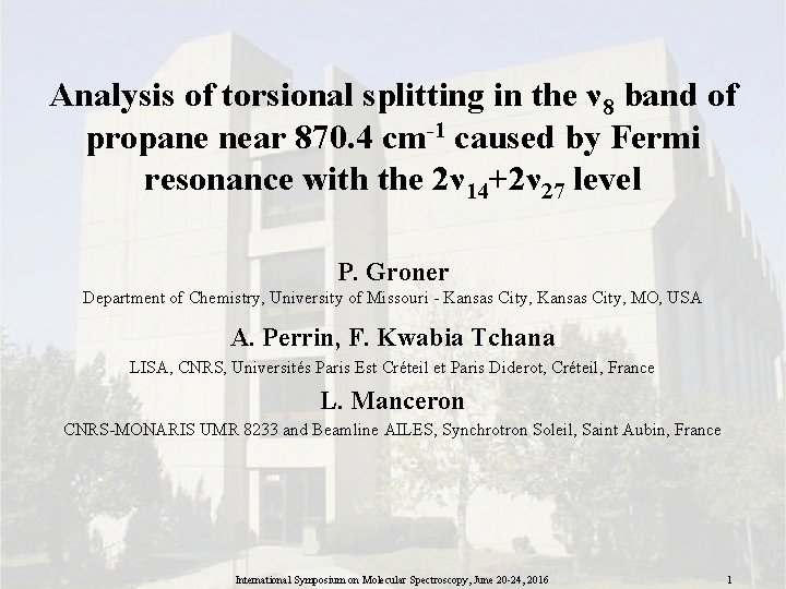 Analysis of torsional splitting in the ν 8 band of propane near 870. 4