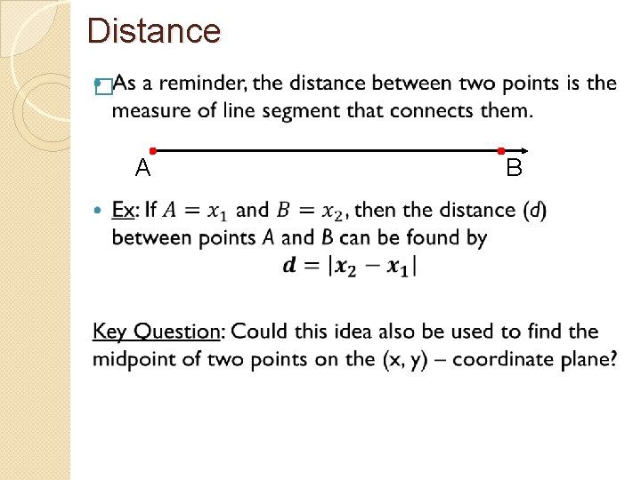 Distance � A B 