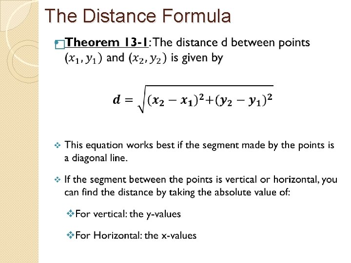The Distance Formula � 