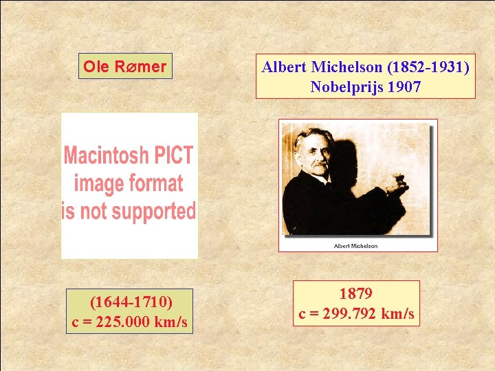 Ole R mer (1644 -1710) c = 225. 000 km/s Albert Michelson (1852 -1931)