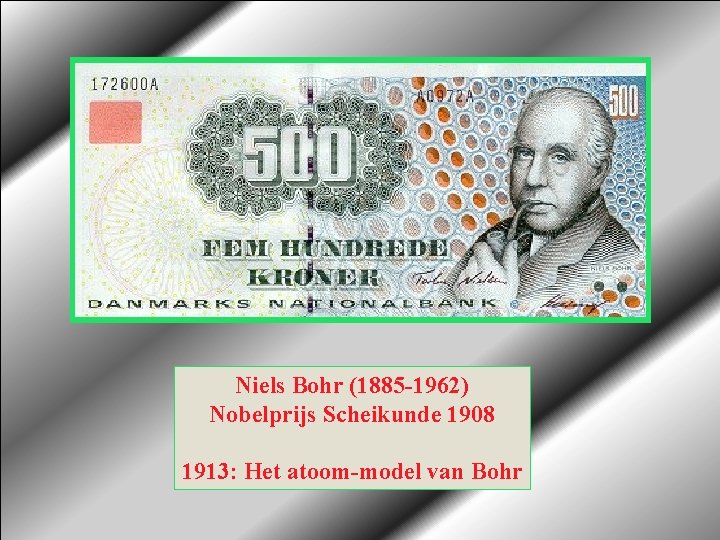 Niels Bohr (1885 -1962) Nobelprijs Scheikunde 1908 1913: Het atoom-model van Bohr 
