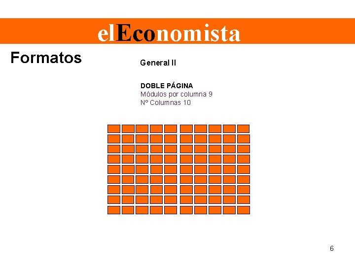 el. Economista Formatos General II DOBLE PÁGINA Módulos por columna 9 Nº Columnas 10