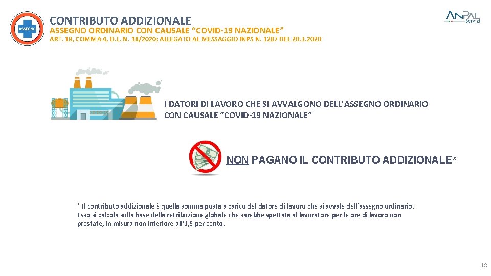 CONTRIBUTO ADDIZIONALE ASSEGNO ORDINARIO CON CAUSALE “COVID-19 NAZIONALE” ART. 19, COMMA 4, D. L.