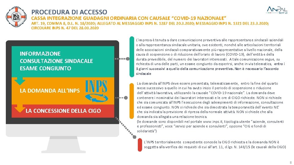 PROCEDURA DI ACCESSO CASSA INTEGRAZIONE GUADAGNI ORDINARIA CON CAUSALE “COVID-19 NAZIONALE” ART. 19, COMMA