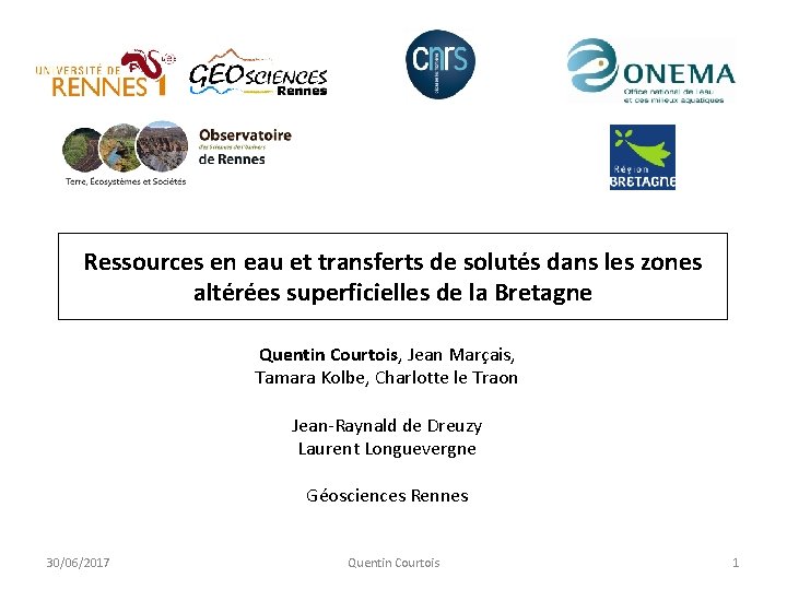 Ressources en eau et transferts de solutés dans les zones altérées superficielles de la