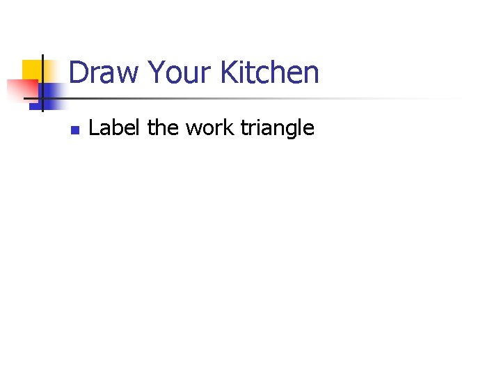 Draw Your Kitchen n Label the work triangle 