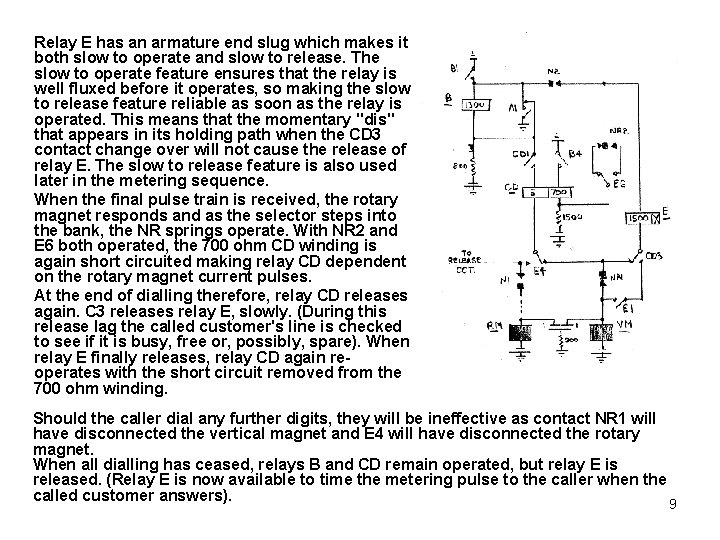 Relay E has an armature end slug which makes it both slow to operate Relay E has an armature end slug which makes it both slow to operate