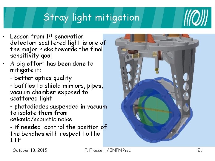 Stray light mitigation • Lesson from 1 st generation detector: scattered light is one