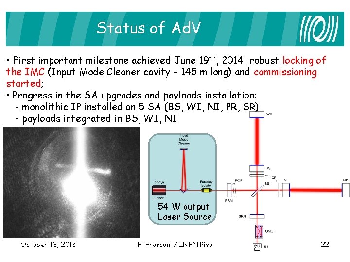 Status of Ad. V • First important milestone achieved June 19 th, 2014: robust