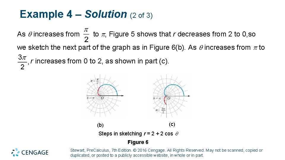 Example 4 – Solution (2 of 3) As increases from to , Figure 5