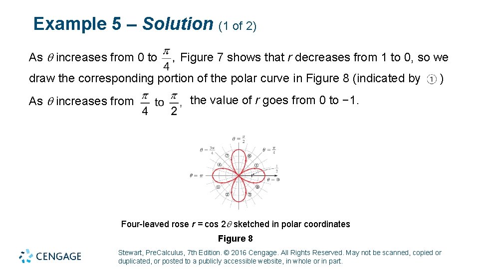 Example 5 – Solution (1 of 2) As increases from 0 to Figure 7