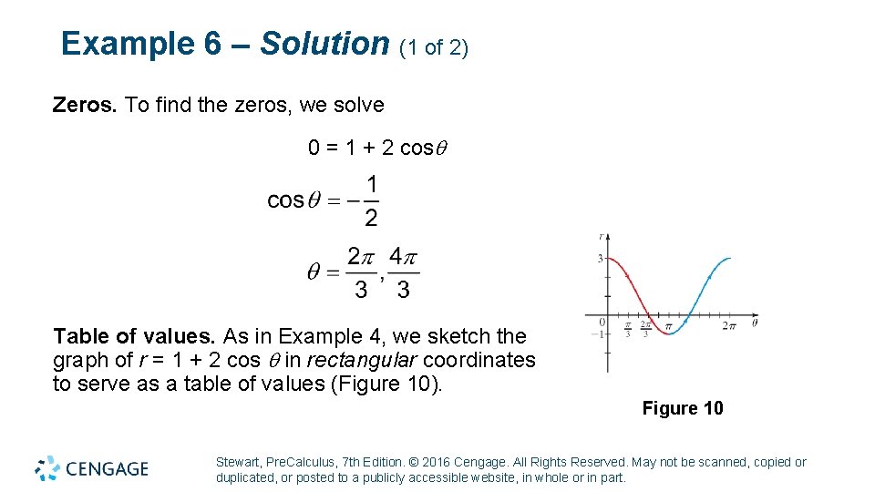 Example 6 – Solution (1 of 2) Zeros. To find the zeros, we solve