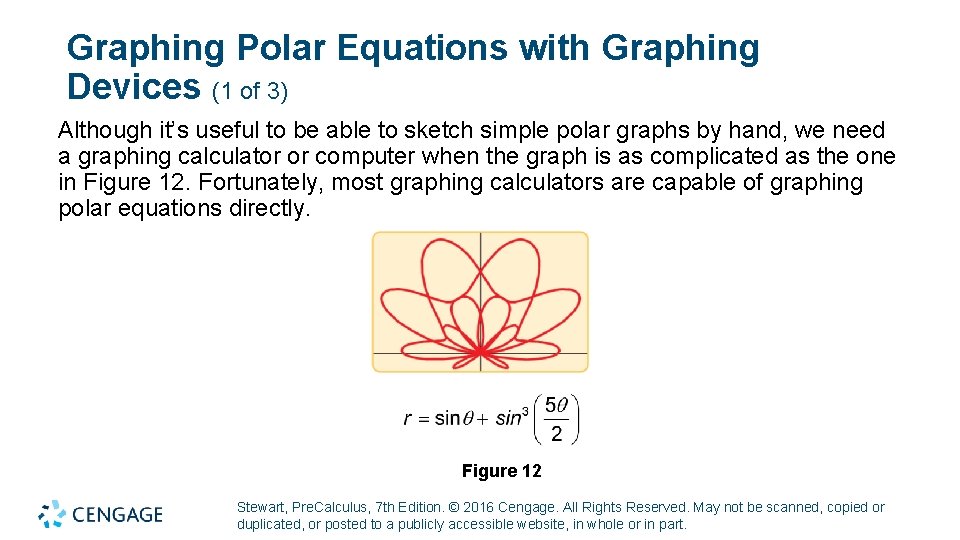 Graphing Polar Equations with Graphing Devices (1 of 3) Although it’s useful to be