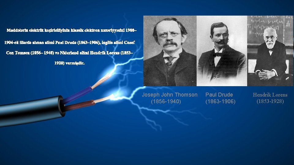 Maddələrin elektrik keçiriciliyinin klassik elektron nəzəriyyəsini 1900– 1904 -cü illərdə alman alimi Paul Drude