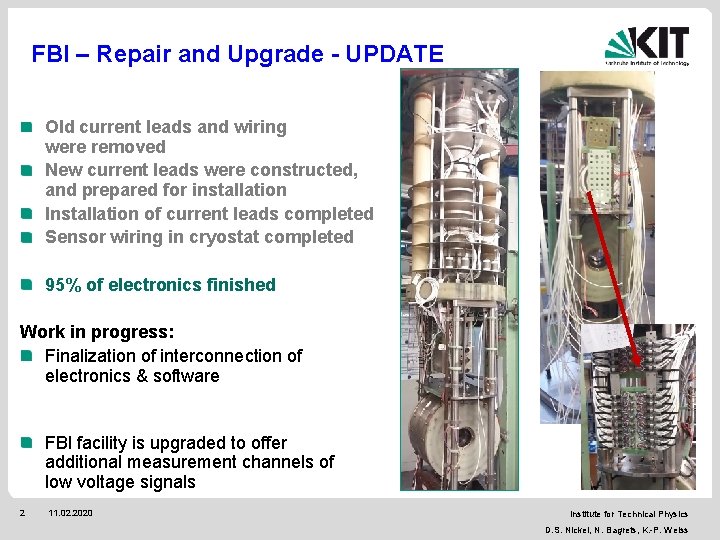 FBI – Repair and Upgrade - UPDATE Old current leads and wiring were removed