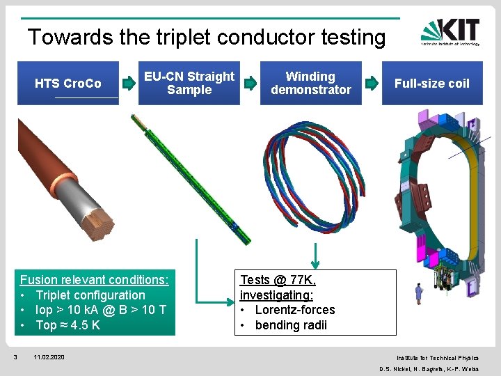 Towards the triplet conductor testing HTS Cro. Co EU-CN Straight Sample Fusion relevant conditions: