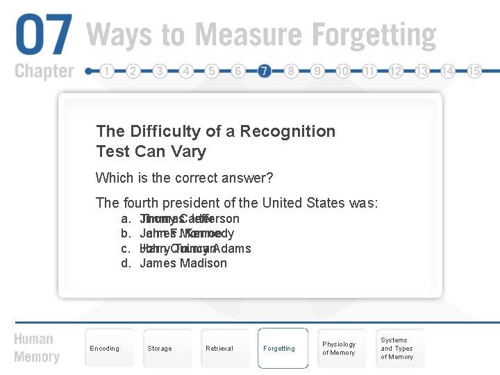 The Difficulty of a Recognition Test Can Vary Which is the correct answer? The