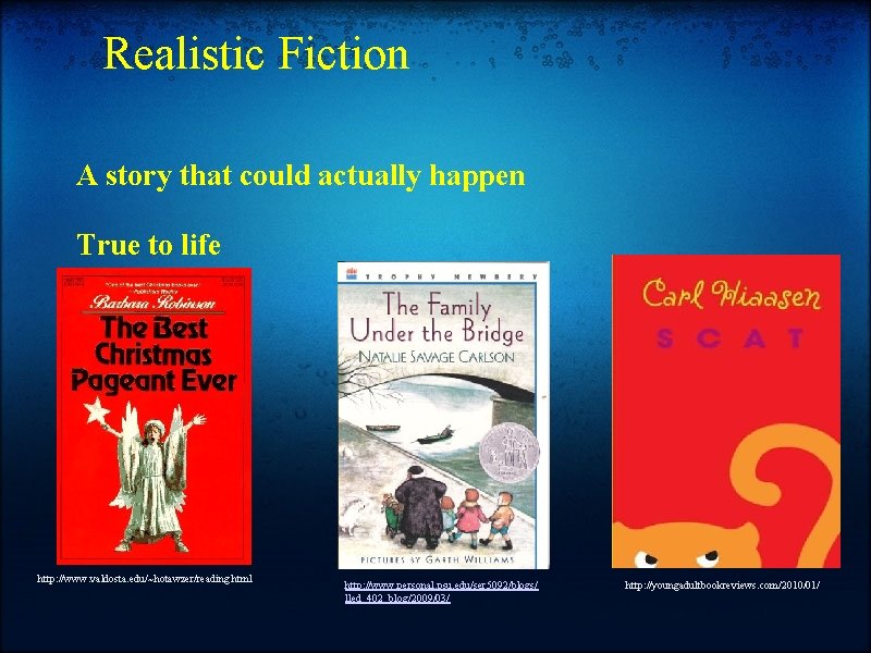 Realistic Fiction A story that could actually happen True to life http: //www. valdosta.
