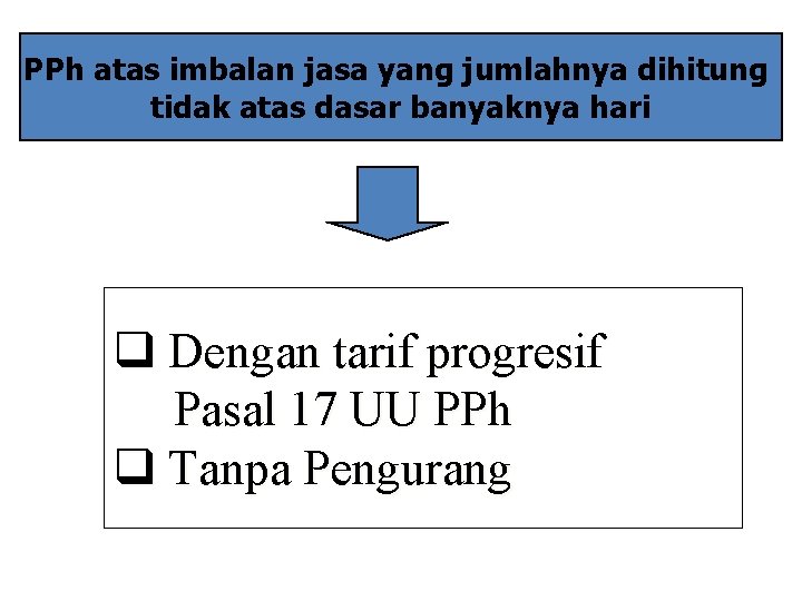 PPh atas imbalan jasa yang jumlahnya dihitung tidak atas dasar banyaknya hari q Dengan