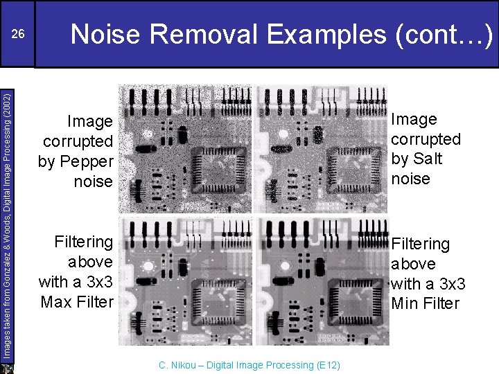 Images taken from Gonzalez & Woods, Digital Image Processing (2002) 26 Noise Removal Examples