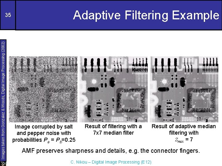 Images taken from Gonzalez & Woods, Digital Image Processing (2002) 35 Adaptive Filtering Example