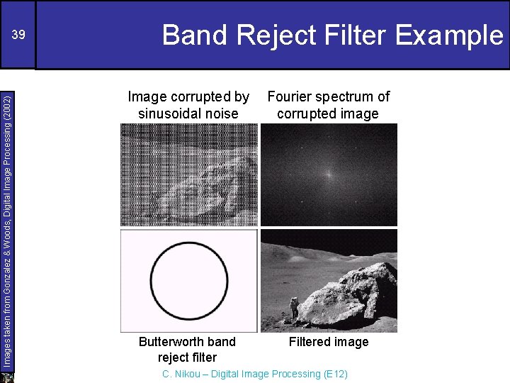 Images taken from Gonzalez & Woods, Digital Image Processing (2002) 39 Band Reject Filter