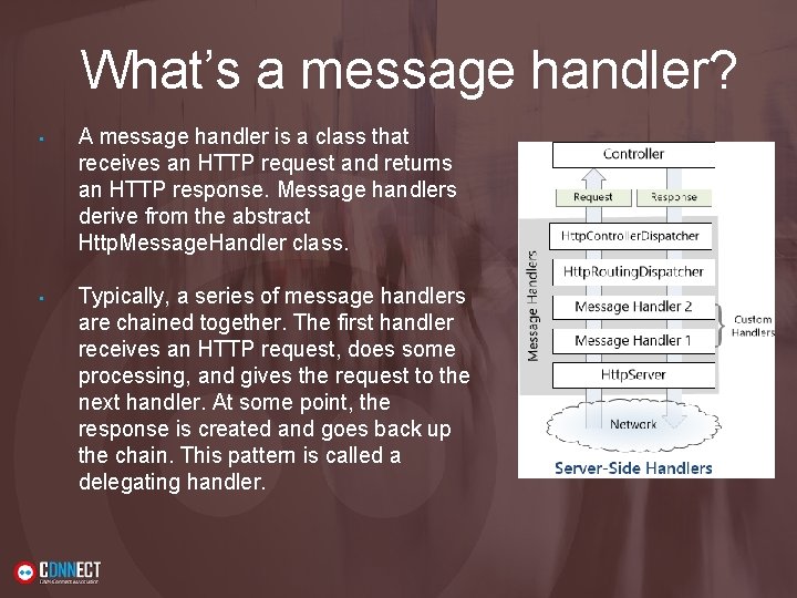 What’s a message handler? • A message handler is a class that receives an