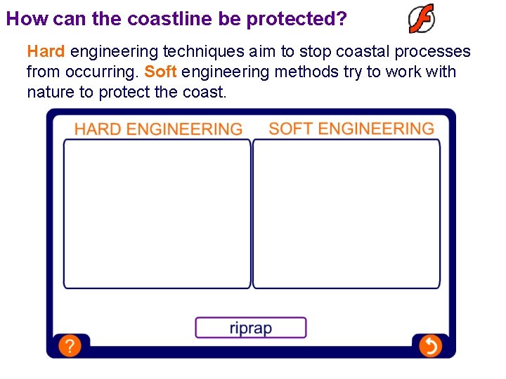 How can the coastline be protected? Hard engineering techniques aim to stop coastal processes