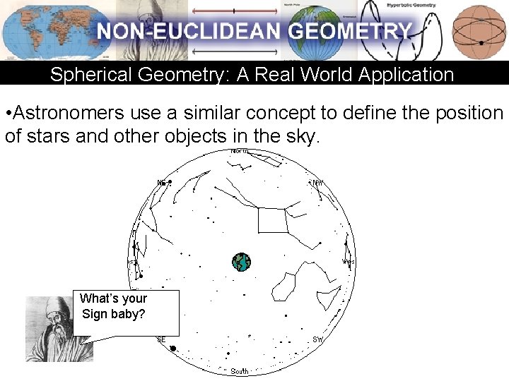 Spherical Geometry: A Real World Application • Astronomers use a similar concept to define Spherical Geometry: A Real World Application • Astronomers use a similar concept to define
