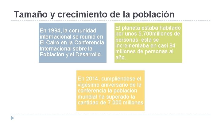 Tamaño y crecimiento de la población En 1994, la comunidad internacional se reunió en