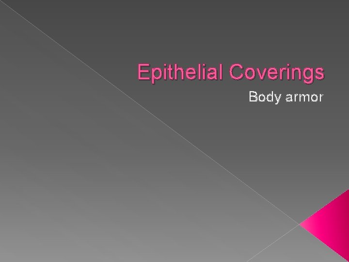 Epithelial Coverings Body armor 