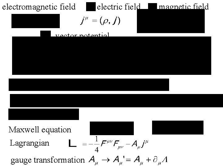 electromagnetic field electric field vector potential Maxwell equation Lagrangian gauge transformation magnetic field 